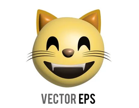 3D Grinning cat face icon with sharp fangs and winking eye, a playful and m.. 库存插图