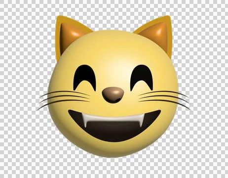 3D Grinning cat face icon with sharp fangs and winking eye, a playful and m.. 库存插图