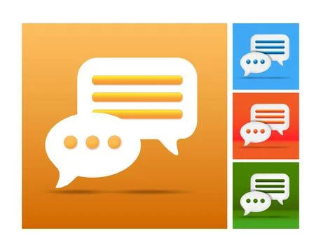 3D group chat bubble talk icons design isolated on orange, blue, green, red.. Stock Illustration