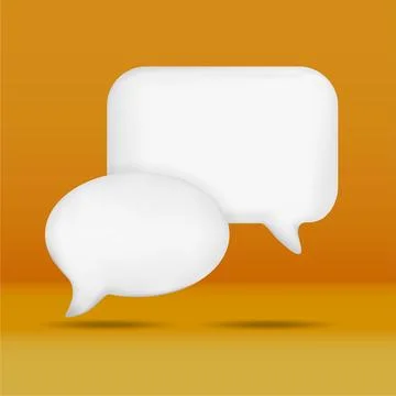 3D group chat bubble talk icons design isolated on blue orange background. Illustrazione stock