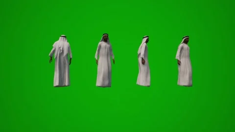 3D group of different UAE and Arab Muslim men on green screen background shoppin Vidéo 228798828