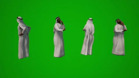 3D group of different UAE and Arab Muslim men on green screen background shoppin Vidéo 228798835