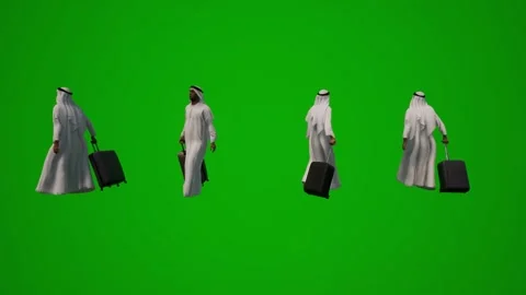 3D group of different UAE and Arab Muslim men on green screen background shoppin Vidéo 228798856