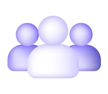 3d group users icon with three person silhouettes representing community Stock Illustration