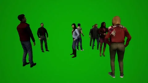 3d group of various Thai and Japanese men and women on green screen background s Stock Footage 228701672
