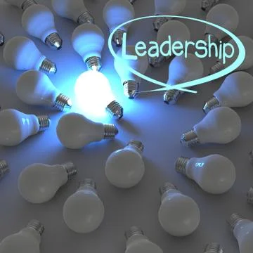 3d growing light bulb standing out from the unlit incandescent bulbs Иллюстрация