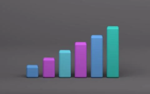 3D Growth bar graph on isolated grey background. Market investment trading. Stock Illustration