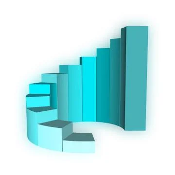 3d growth bar graph on white Stock Illustration