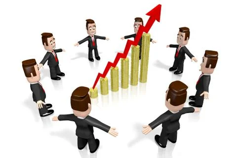 3D growth chart concept Illustrazione stock