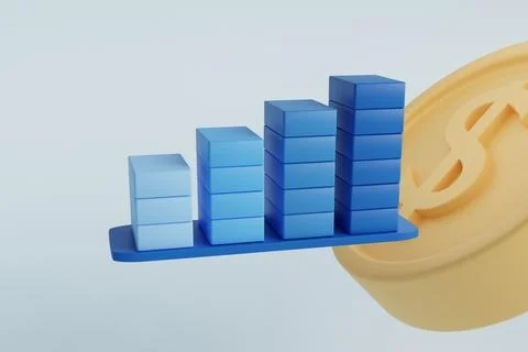 3d growth chart dollar, great design for any purposes. Business success con.. Illustrazione stock