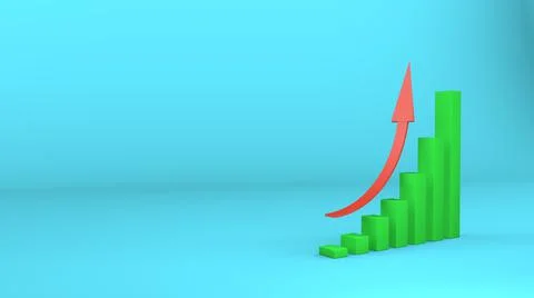 3d growth graph money background. Market, investment, business, income, economy イラスト素材