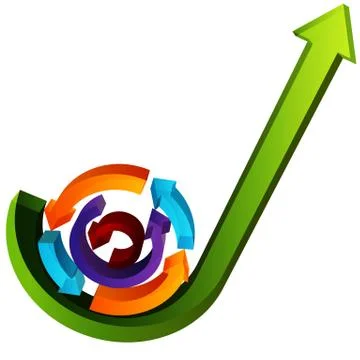 3d growth process arrows Stock Illustration