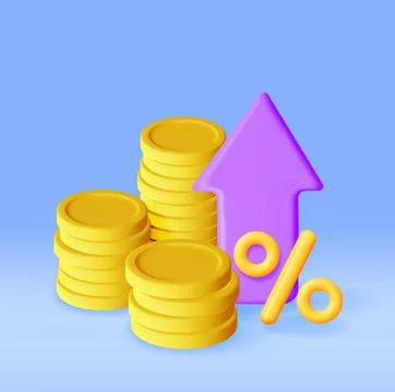 3D Growth Stock Chart Arrow with Golden Coins 库存插图