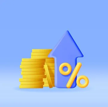 3D Growth Stock Chart Arrow with Golden Coins 库存插图