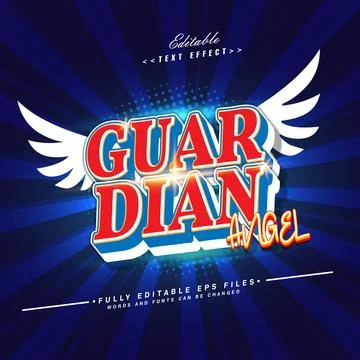 3d guardian angel text effect Stock Illustration