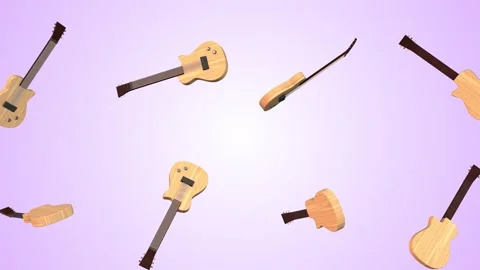 3D Guitar Falling on a Light Background. Singing Equipments 3D Animation. 4K Stock Footage 293126073