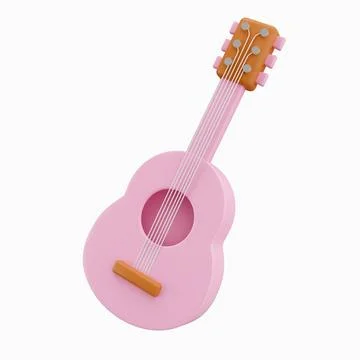 3d guitar. music class. Back to school and education concept. icon isolated on Stock Illustration