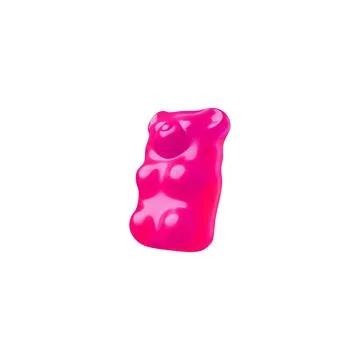 3d gummy bear, raspberry color, vitamin children's treat vector illustration. Stock Illustration