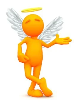 3d guy: angel looking at camera Stock Illustration