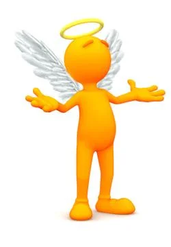 3d guy: angel standing in prayer Stock Illustration