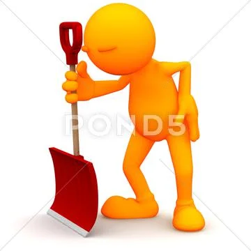 3d guy: back pain from shoveling snow Stock Illustration