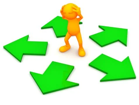 3d guy: confused by too many options Stock Illustration