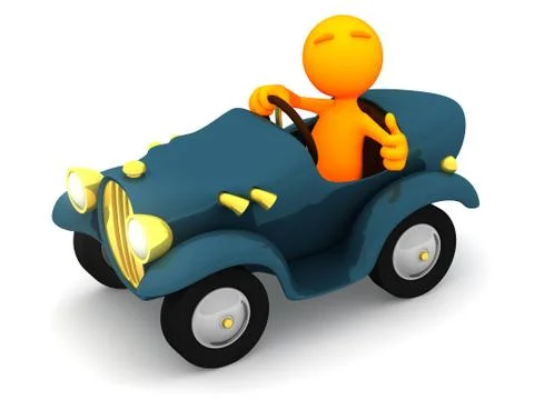 3d guy: driver gives thumbs up Ilustração Stock