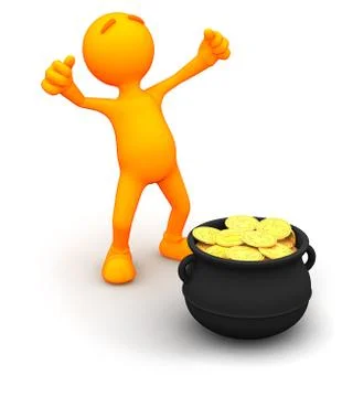 3d guy: excited at finding gold Stock Illustration