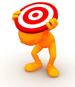 3d guy: hiding under a target Illustrazione stock