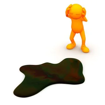 3d guy: looking at oil spill Stock Illustration