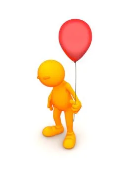3d guy: man with balloon is sad 스톡 일러스트