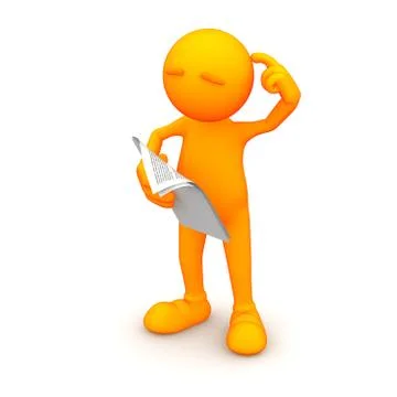 3d guy: man confused by documents Stock Illustration