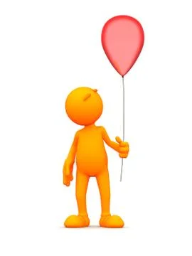 3d guy: man holding a balloon 스톡 일러스트