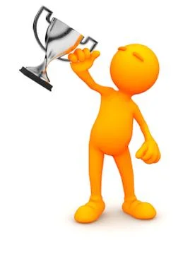 3d guy: man holding silver trophy Stock Illustration