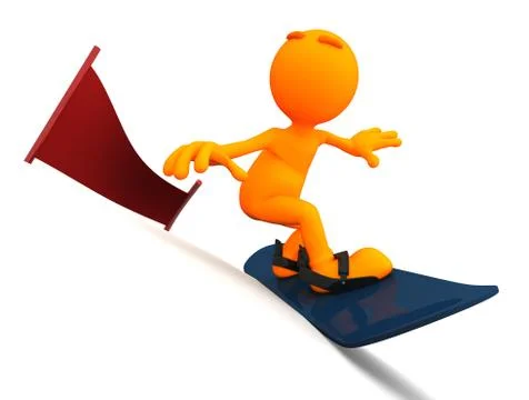 3d guy: man snowboarding down hill イラスト素材