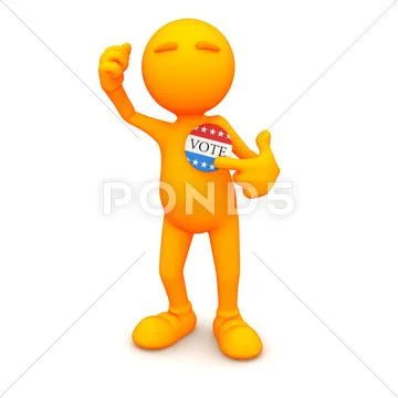 3d guy: pointing to vote button Stock Illustration