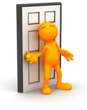 3d guy: ready to open a door 스톡 일러스트