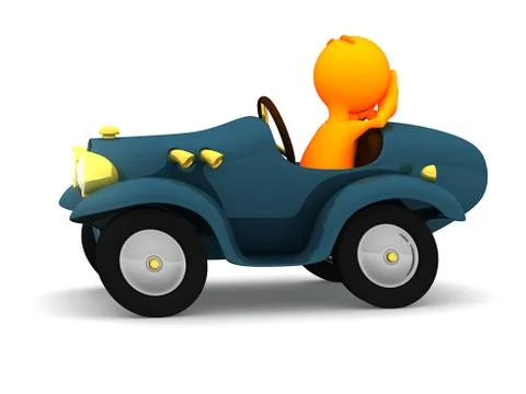 3d guy: reckless driver with hands off wheel イラスト素材