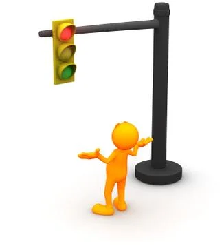 3d guy: red light stops man Illustrazione stock