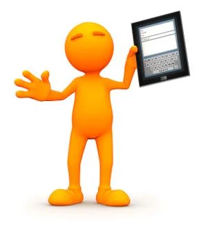 3d guy: showing tablet computer Stock Illustration