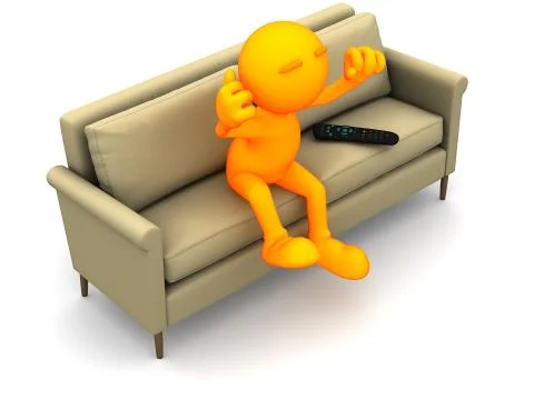 3d guy: sitting on couch watching tv Stock Illustration