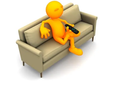 3d guy: sitting down, watching tv 스톡 일러스트