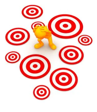 3d guy: standing amid targets waiting to be hit Illustrazione stock