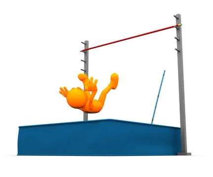 3d guy: success at pole vault 스톡 일러스트