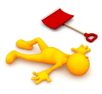 3d guy: too much snow shoveling kills Stock Illustration