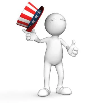3d guy: uncle sam gives thumbs up Ilustração Stock