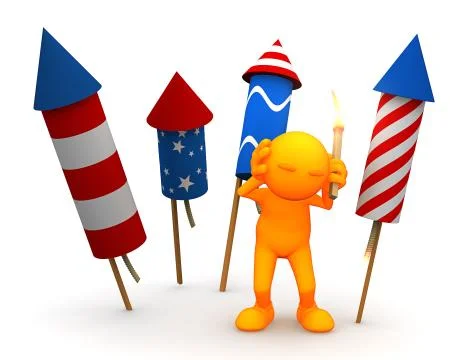 3d guy: waiting for rocket to go off Illustrazione stock
