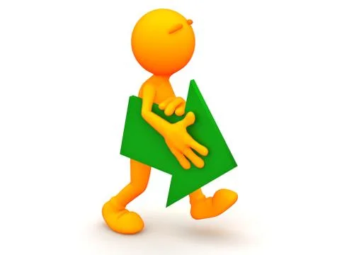 3d guy: walking with a green arrow Ilustración de archivo