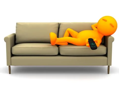 3d guy: watching television lying down Stock Illustration