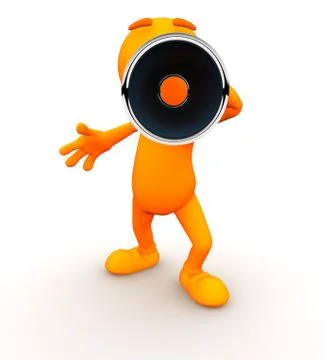 3d guy: yelling at camera with a megaphone Stock Illustration